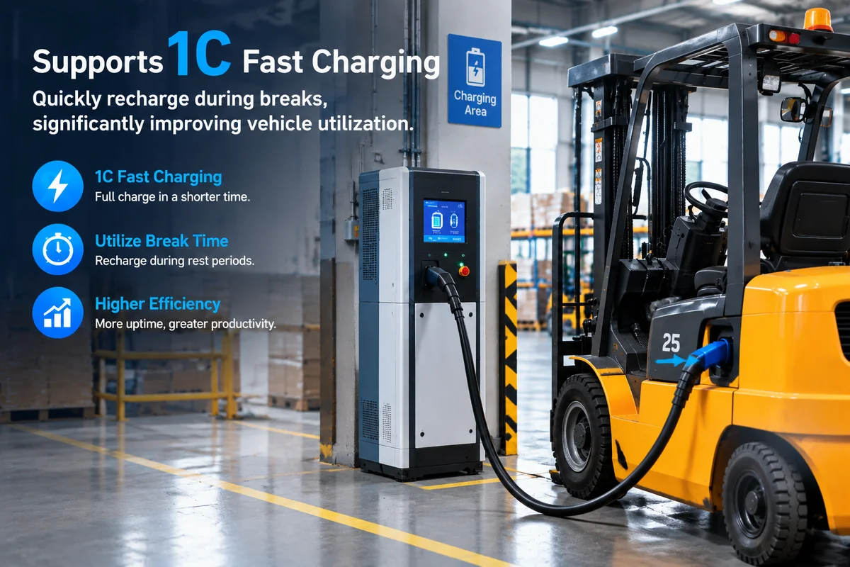 Forklift battery fast-charging illustration